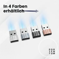 Adaptér PORTENTUM USB-C samica – USB-A samec 2.0, 480 MB/s, prémiový zinkový kryt, odolný voči teplu, 4 g 9