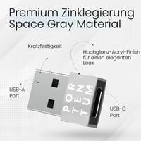 Adaptér PORTENTUM USB-C samica – USB-A samec 2.0, 480 MB/s, prémiový zinkový kryt, odolný voči teplu, 4 g 2