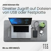 Adaptér PORTENTUM USB-C samica – USB-A samec 2.0, 480 MB/s, prémiový zinkový kryt, odolný voči teplu, 4 g 4