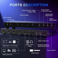 PORTTA 4x1 HDMI Multiviewer Switch 6 Megjelenítési Móddal, PIP Funkcióval, Zökkenőmentes Váltás, 1080p 60Hz, Kompatibilis PS4, Xbox, PC, Kam 5