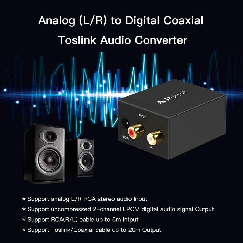 PORTTA PETATD Analóg-Digitális Audio Konverter Coaxial Toslink - Analogue to digital