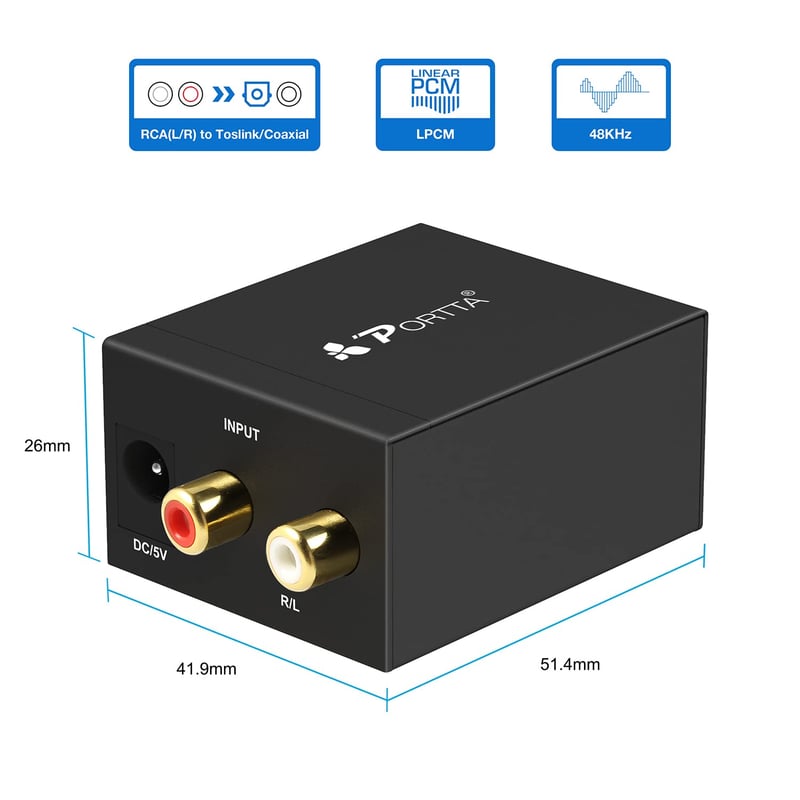 PORTTA PETATD Analóg-Digitális Audio Konverter Coaxial Toslink - Analogue to digital