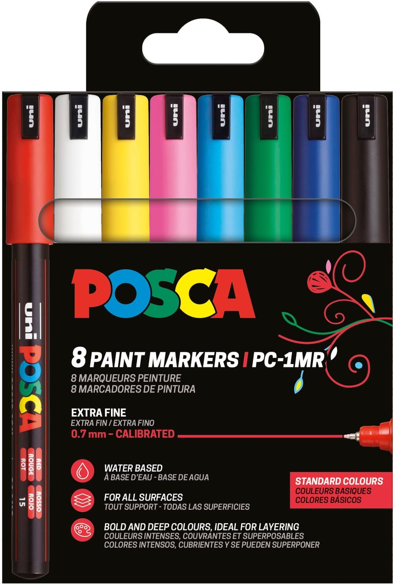 Sada akrylových popisovačov POSCA PC-1MR, 8 ks, 0,7 mm, okrúhly hrot