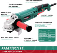 POSENPRO 1100W Sarokcsiszoló 125mm, 3000-12000 rpm, 6 Fokozat 2
