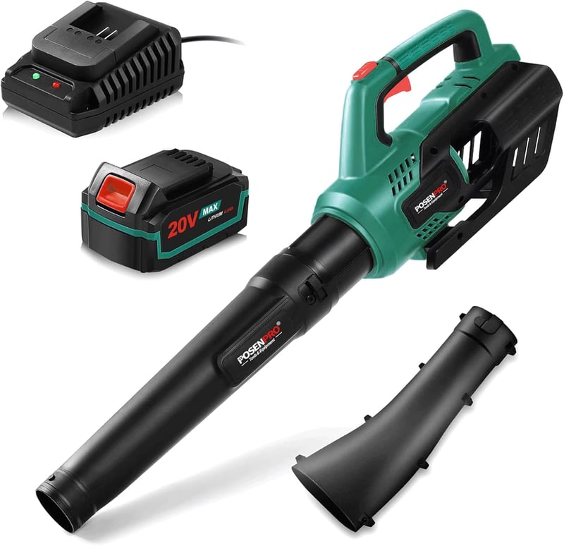 POSENPRO 20V Akkumulátoros Lombfúvó 155 km/h, 480 m³/h, 4000 mAh Akkuval és Töltővel