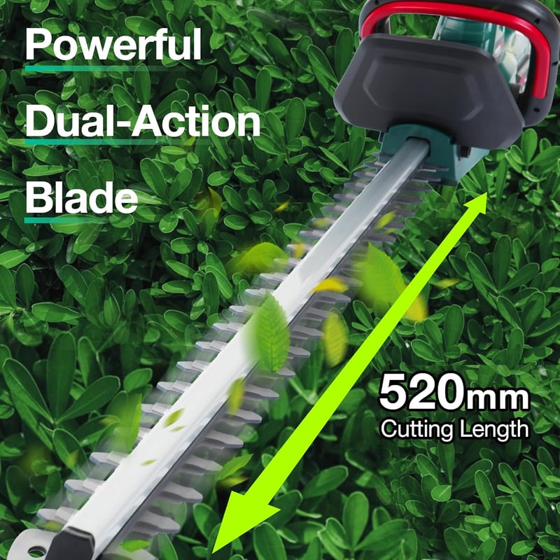 POSENPRO 20V Akkumulátoros Sövényvágó 52cm Pengével, 2.0Ah Akkuval és Töltővel