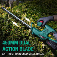 POSENPRO 45 cm akkumulátoros sövényvágó 20V 2.0Ah töltővel, kettős vágólapáttal 7