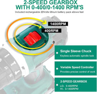 POSENPRO Akkus Fúrókalapács 50 Nm, 2 Akkumulátor, 19+3 Fokozat, LED 5