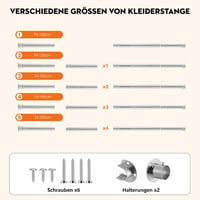 Poskena Fekete fémből készült ruharúd 32 mm, állítható 74-220 cm, falra szerelheto konzollal, ruhafogasokhoz 4