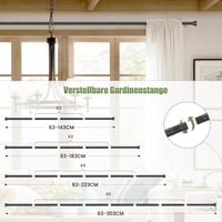 Poskena matt fekete függönykarnis 63-223 cm kihúzható 16 mm, tartókonzolokkal és zárófedéllel ablakhoz nappaliba 3