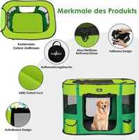 Poskena Puppy Run zöld hordozható kutyakabin beltéri kültéri használatra 3