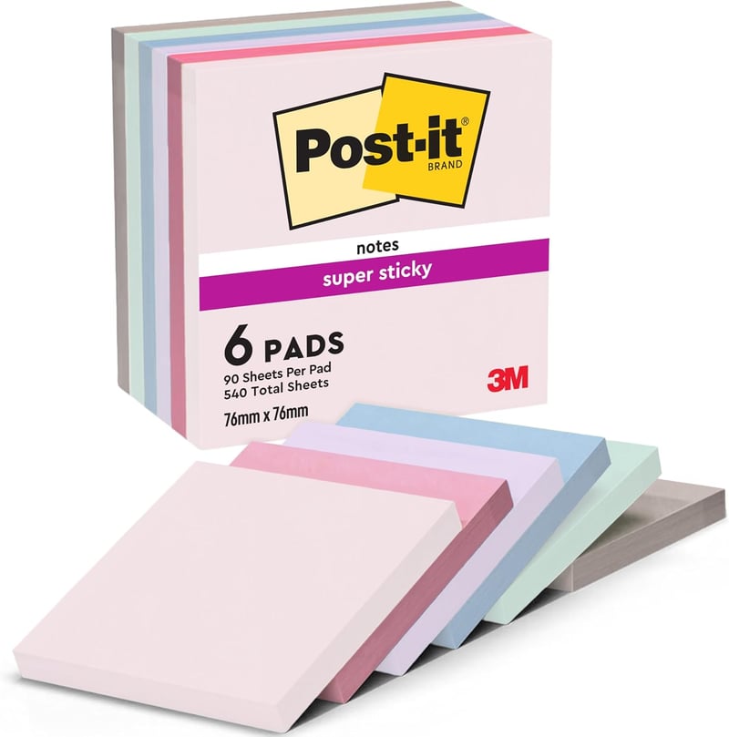 Post-it Super Sticky Soulful öntapadós jegyzetlap - 76x76 mm, 6 tömb, 90 lap/tömb