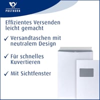 Plic autoadeziv cu fereastră Posthorn C4 229x324 mm 100g/m² alb, set 250 bucăți, pentru documente A4 2