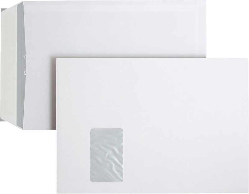 Plic autoadeziv cu fereastră Posthorn C4 229x324 mm 100g/m² alb, set 250 bucăți, pentru documente A4