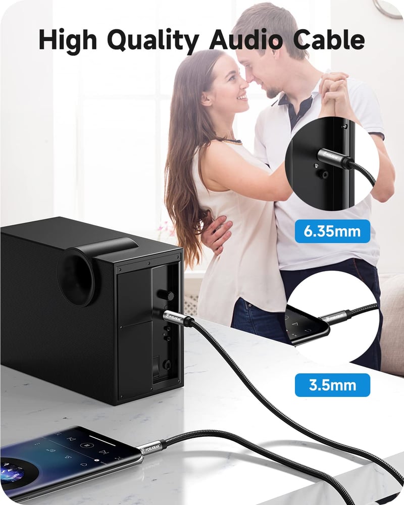 POSUGEAR 3,5mm Jack - 6,35mm Adapter Professzionális Hangkábel