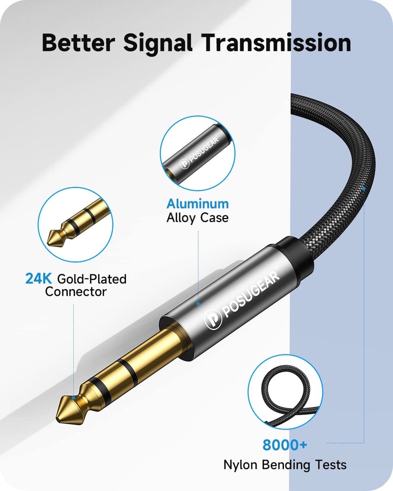 POSUGEAR 3,5mm Jack - 6,35mm Adapter Professzionális Hangkábel
