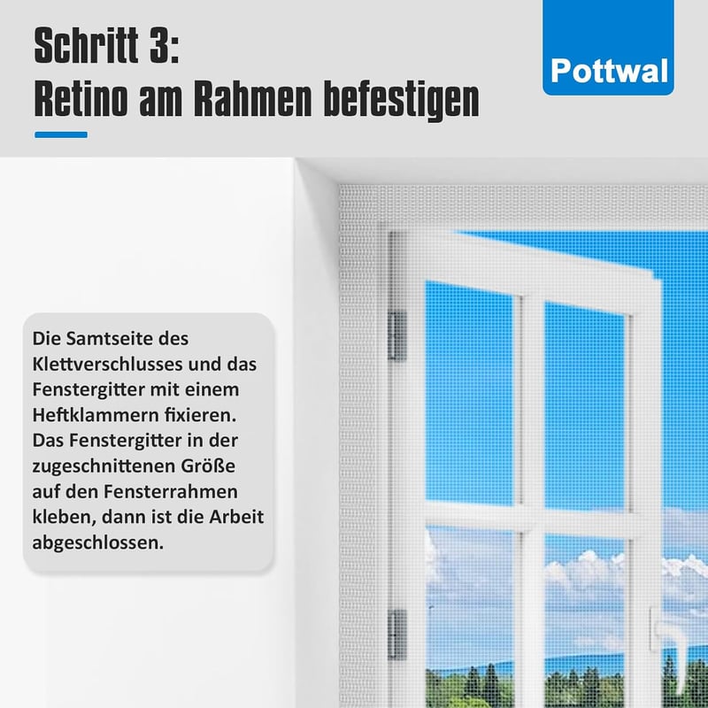 Pottwal Ablak Szúnyoghálózat 130x150cm Fehér - Vágható Rovarháló Tépőzárral