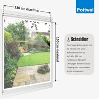 Pottwal Ablak Szúnyoghálózat 130x150cm Fehér - Vágható Rovarháló Tépőzárral 2