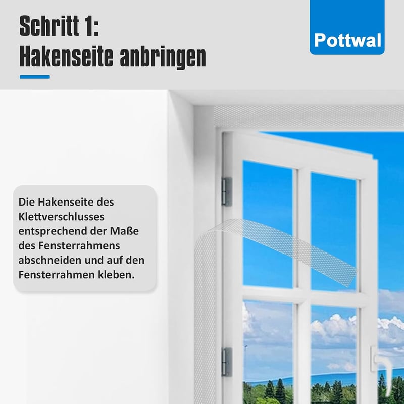 Pottwal Ablak Szúnyoghálózat 130x150cm Fehér - Vágható Rovarháló Tépőzárral