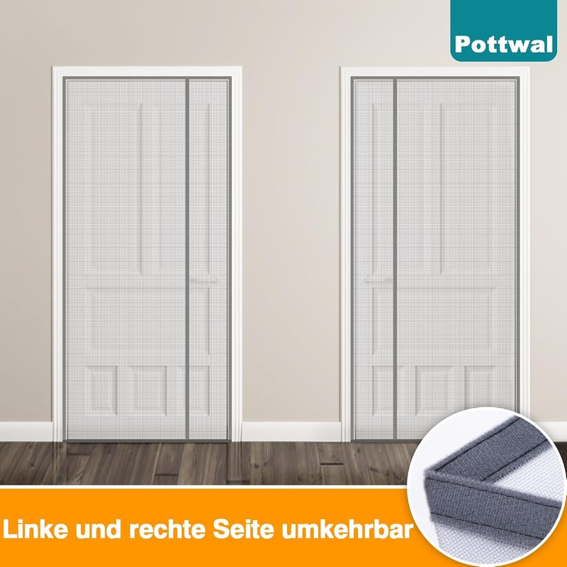 Pottwal Mágneses Szúnyogháló Ajtóra 95x220cm Automatikus Zárással