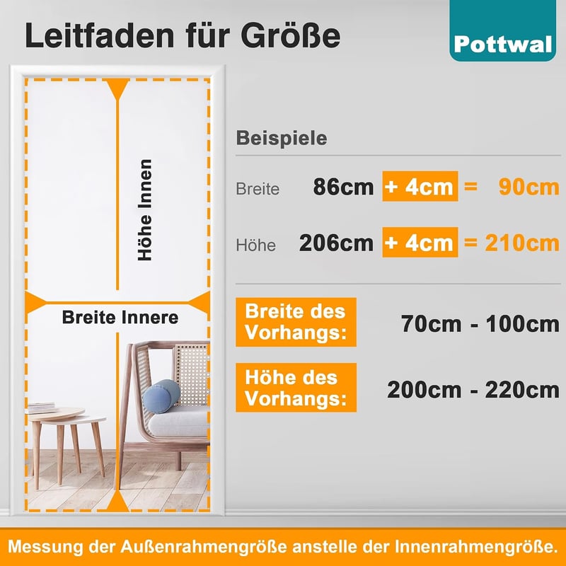 Pottwal Mágneses Szúnyogháló Ajtóra 95x220cm Automatikus Zárással