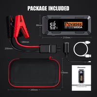 Povasee 5000A Autó Indítóakkumulátor LCD Kijelzővel és USB Portokkal 7