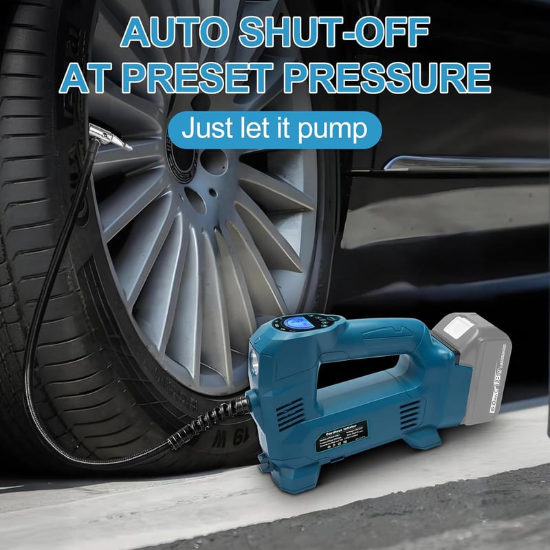 Powarobor 18V Akkumulátoros Kompresszor Makita Akkuhoz, Autó Kerékpár Motorkerékpár Pumpa LED