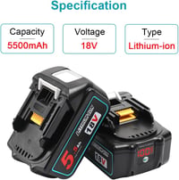 Powarobor BL1850B csereakkumulátor Makita 18V LXT-400 szerszámokhoz – 5,5 Ah, 2 db 3