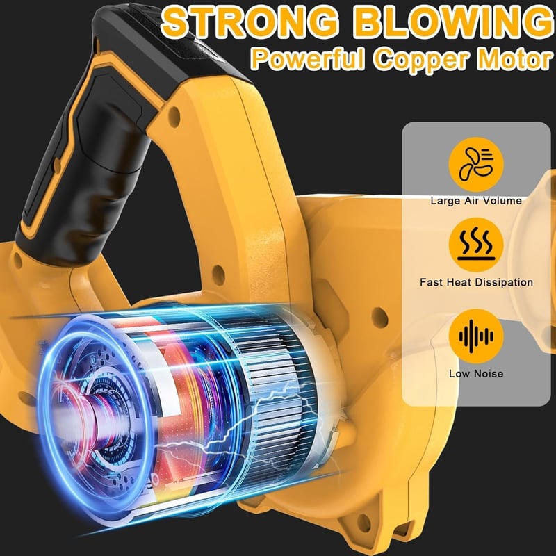 Powarobor Akkumulátoros Lombfúvó Dewalt 18V Akkuhoz, Kompakt Elektromos Fúvó Kert Udvar Takarításhoz, Hó Levél Eltávolítás