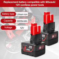 Powarobor M12 12V 8.0Ah Li-Ion Akkumulátor Milwaukee Szerszámokhoz 2db 3
