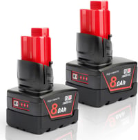 Powarobor M12 12V 8.0Ah Li-Ion Akkumulátor Milwaukee Szerszámokhoz 2db 1