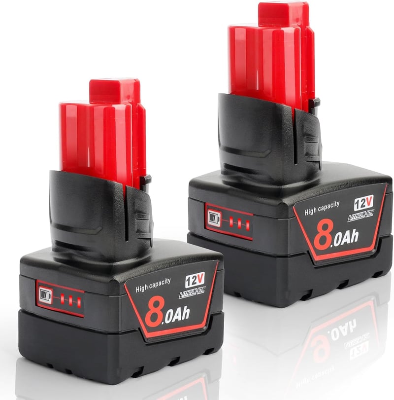 Powarobor M12 12V 8.0Ah Li-Ion Akkumulátor Milwaukee Szerszámokhoz 2db