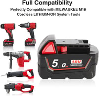 Powarobor M18B5 csereakkumulátor Milwaukee M18-hoz - 18V 5.0Ah 6