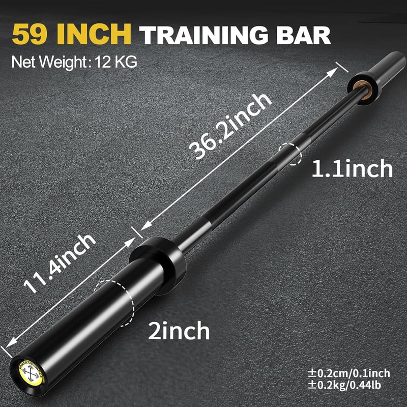 POWER GUIDANCE Olimpiai Súlyzórúd 150cm - Fekete Acél Edzőrúd 250kg Teherbírással Guggoláshoz, Felhúzáshoz, Súlyzós Edzéshez