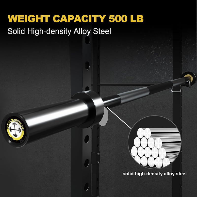 POWER GUIDANCE Olimpiai Súlyzórúd 150cm - Fekete Acél Edzőrúd 250kg Teherbírással Guggoláshoz, Felhúzáshoz, Súlyzós Edzéshez