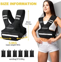 POWER GUIDANCE Súlyozott Edzőmellény 5-9 kg Állítható Futó és Erősítő Edzéshez Reflexcsíkos - Black - 5-9 kg 3