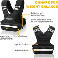 POWER GUIDANCE Súlyozott Edzőmellény 5-9 kg Állítható Futó és Erősítő Edzéshez Reflexcsíkos - Black - 5-9 kg 2