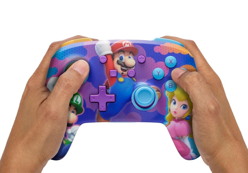 PowerA Enhanced Wireless Controller Nintendo Switch Mario Splash, 30 órás játékidő - Color Splash Heroes, Wireless Enhanced