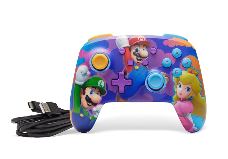 PowerA Enhanced Wireless Controller Nintendo Switch Mario Splash, 30 órás játékidő - Color Splash Heroes, Wireless Enhanced