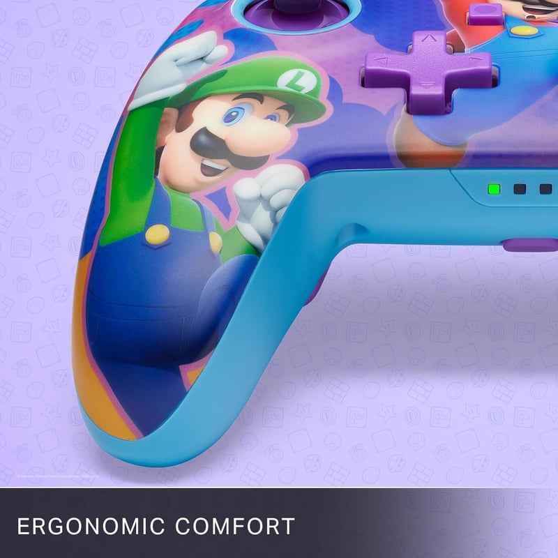 PowerA Enhanced Wireless Controller Nintendo Switch Mario Splash, 30 órás játékidő - Color Splash Heroes, Wireless Enhanced
