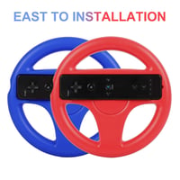 PowerLead Nintendo Wii kormány, 2 db versenykormány Mario Kart játékhoz, vezeték nélküli 360 fokos irányítás, piros/kék, ergonomikus kialakí 2