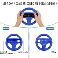 PowerLead Nintendo Wii kormány, 2 db versenykormány Mario Kart játékhoz, vezeték nélküli 360 fokos irányítás, piros/kék, ergonomikus kialakí 4