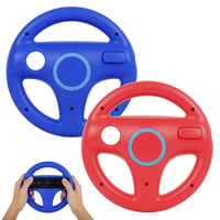 PowerLead Nintendo Wii kormány, 2 db versenykormány Mario Kart játékhoz, vezeték nélküli 360 fokos irányítás, piros/kék, ergonomikus kialakí 1
