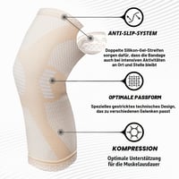 POWERLIX Kompresná bandáž na koleno pre ženy a mužov, na meniskus, artritídu, ACL, beh, basketbal, šport, béžová, veľkosť XXL 2