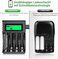 POWEROWL AA Ni-MH tölthető elem 2800 mAh + 4 csatornás USB töltő - 8 db 2