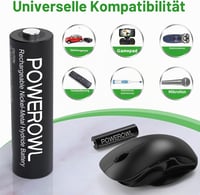 POWEROWL AA Ni-MH tölthető elem 2800 mAh + 4 csatornás USB töltő - 8 db 4