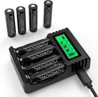POWEROWL AA Ni-MH tölthető elem 2800 mAh + 4 csatornás USB töltő - 8 db 1