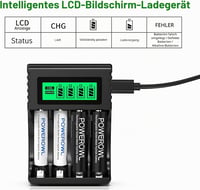 POWEROWL AA Ni-MH tölthető elem 2800 mAh + 4 csatornás USB töltő - 8 db 3