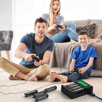 POWEROWL AA Ni-MH tölthető elem 2800 mAh + 4 csatornás USB töltő - 8 db 8
