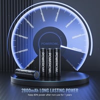 POWEROWL AA Újratölthető Elemek 8db - 2800 mAh Nagy Kapacitású Ni-MH Akkumulátor 1200 Töltési Ciklussal Távirányítókhoz, Játékokhoz, Lámpákh 6
